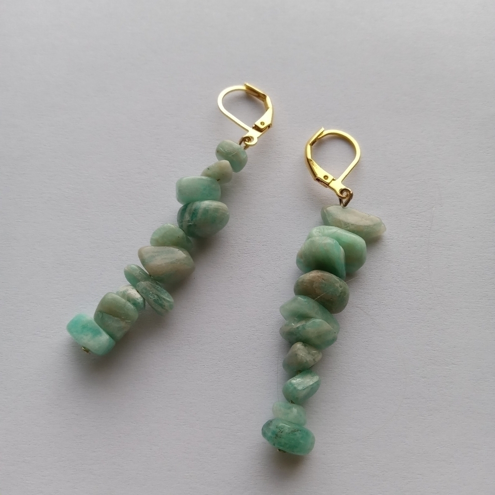 Amazonite stone chip earrings boho bohemian western bohochic lagenlook cabincore